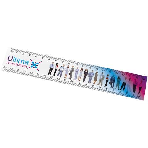 Flexible lightweight  ruler made from 450g/m2 synthetic paper with markings available in both inches and centimetres. Please note, the ruler markings are printed along with artwork, plain stock rulers will not carry markings.