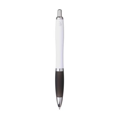 WoW! Blue ink ballpoint pen. The transparent coloured holder is made from recycled ABS. With push button, metal clip and silver coloured accents. GRS-certified. Total recycled material: 53%.