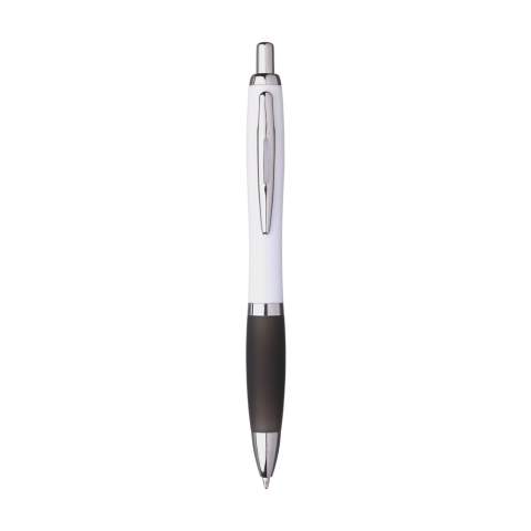 WoW! Blue ink ballpoint pen. The transparent coloured holder is made from recycled ABS. With push button, metal clip and silver coloured accents. GRS-certified. Total recycled material: 53%.