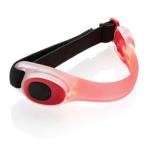 Safety strap with built-in led that can easily be strapped on your arm. The strap makes you more visible during outdoor activities in the dark.<br /><br />Lightsource: LED<br />LightsourceQty: 1