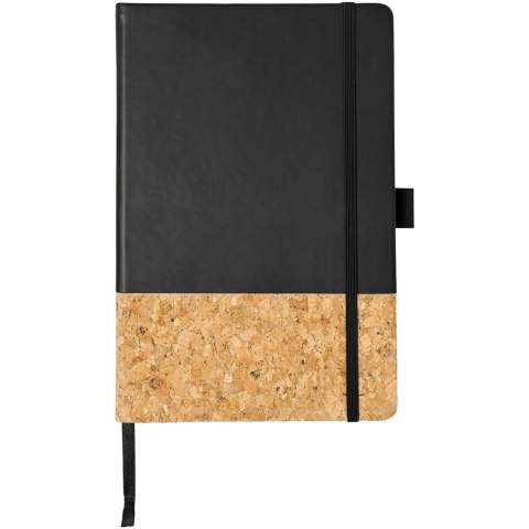 Stylish A5-size hard cover notebook with PU lower part. Features a matching colour elastic closure, ribbon marker, 80 sheets (80gsm) cream colour lined paper and an expandable pocket at the back to keep small notes. Packed in a black box. .