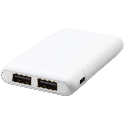 Batterie de secours de poche avec une batterie haute densité de 5 000 mAh. Entrée Type-C (5 V / 2 A), et double sortie USB-A (5 V / 2 A). Câble de chargement en plastique TPE sans PVC inclus. Livrée dans un coffret cadeau Avenue.