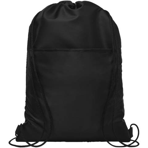 Drawstring cooler bag with string closure in black colour. Features an open front pocket. Fits 12 cans. Resistance up to 5 kg weight.