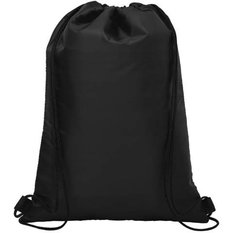 Drawstring cooler bag with string closure in black colour. Features an open front pocket. Fits 12 cans. Resistance up to 5 kg weight.