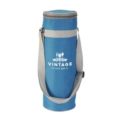 Bottle cooler bag for bottles up to 1.5 litres, with adjustable strap and thick, insulating foam layer.