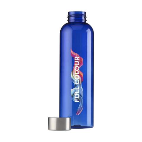 Transparent, BPA-free water bottle made from PCTG SK plastic. With stainless steel screw top. The sleek design catches the eye immediately and is extremely comfortable. Leakproof. Capacity 650 ml.