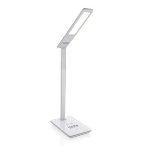 ABS material lamp with integrated wireless charger to update your desk to the next level. Simply place your phone on the base of the lamp to charge your phone wirelessly.The light can be activated by the touch button on the lamp. The LED lamp has a rated life of up to 50,000 hours. Includes 150cm micro cable. Compatible with all QI enabled devices like android latest generation, iPhone 8 and up. Input: 5V/2A. Wireless Output: 5V/1A 5W.<br /><br />WirelessCharging: true<br />Lightsource: LED<br />LightsourceQty: 24