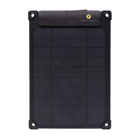 5W solar panel that allows direct charging to your mobile device, speaker, powerbank or other device. Simply connect your cable to the device while the panel is in sunlight and start charging. Charge rate depends on conditions. The panel uses high quality monocrystalline solar panels with 21% conversion rate. With USB A and Type C output ( max 5V/1A) and charge indicator to show charging speed. Charging speed solar: 5V/1000mA Made with PET material and RCS certified recycled ABS. Including integrated stand function to use the solar panels at an optimal angle. IPX 6 waterproof. Packed in FSC® mix packaging.<br /><br />PVC free: true