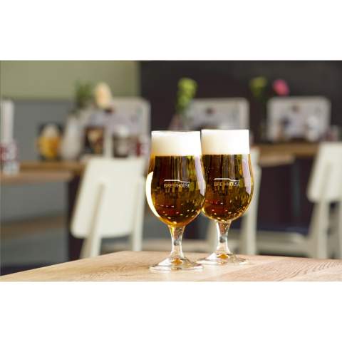 Hohes Bierglas mit Standfuß. Fassungsvermögen 370 ml. Made in Europe.