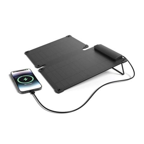 10W double foldable solar panel that allows direct charging to your mobile device, speaker, powerbank or other device. Simply connect your cable to the device while the panel is in sunlight and start charging. Charge rate depends on conditions. The panel uses high quality monocrystalline solar panels with 21% conversion rate. With USB A and Type C output ( max 5V/1A) and charge indicator to show charging speed. Charging speed solar: 5V/2000mA. Made with PET material and RCS certified recycled ABS. Including integrated stand function to use the solar panels at an optimal angle. IPX 6 waterproof. Packed in FSC® mix packaging.<br /><br />PVC free: true