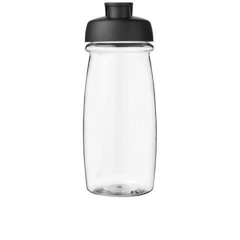 Single-wall sport bottle with a stylish curved shape. Bottle is made from recyclable PET material. Features a spill-proof lid with flip top. Volume capacity is 600 ml. Mix and match colours to create your perfect bottle. Contact customer service for additional colour options. Made in the UK. Packed in a home-compostable bag. BPA-free.