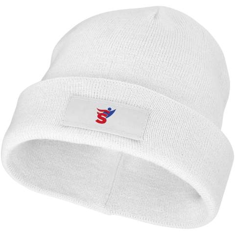 The Boreas beanie with patch does not only keeps you warm and cozy but also offers a canvas for personal branding. Made from 1x1 rib knit of acrylic, the beanie is warm and durable. The contrast fabric patch woven from polyester, offers a great opportunity for presenting your logo or other branding. Embrace comfort, individuality, and practicality with the Boreas beanie.