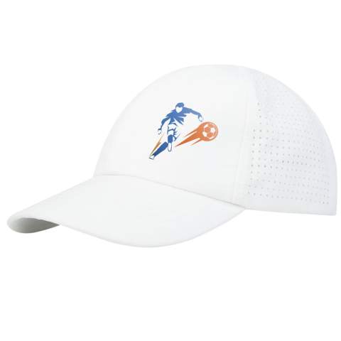 Casquette cool fit Mica 6 panel GRS recycled, fabriquée en microfibre de polyester recyclé certifiée GRS de 110 g/m². Les panneaux arrière présentent des trous découpés au laser pour une ventilation optimale, ce qui vous permet de rester au frais et à l'aise pendant les activités de plein air. Conçue pour s'adapter confortablement à un tour de tête de 58 cm, la fermeture à boucle métallique permet des ajustements faciles et sûrs. La certification GRS garantit une chaîne d'approvisionnement 100 % certifiée, de la matière première à nos techniques d'impression, ce qui en fait un choix plus durable.