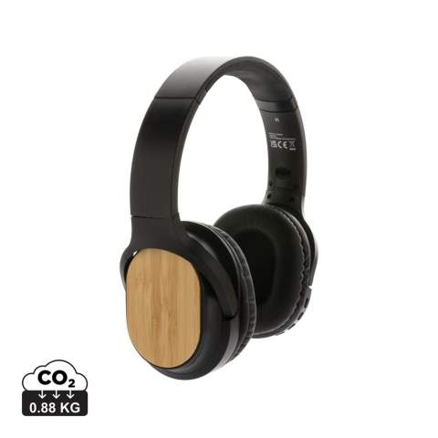 Comfortable and durable wireless headphone that uses BT5.1 for super smooth connection and long lasting playtime. Made with RCS (Recycled Claim Standard) certified recycled materials. With FSC® 100% bamboo design detail on the ear pads. Total recycled content: 66 % based on total item weight. RCS certification ensures a completely certified supply chain of the recycled materials. The over ear design of the earbuds allows a perfect sound experience. Foldable design for easy storage.The built-in 200 mah lithum battery that allows a play time up to 5 hours and can be fully re-charged in 2 hours. Operating distance up to 10 metres. Including mic to answer phone calls. Including RCS certified recycled TPE charging cable. Packed in FSC® mix packaging.<br /><br />HasBluetooth: True<br />NumberOfSpeakers: 2<br />PVC free: true