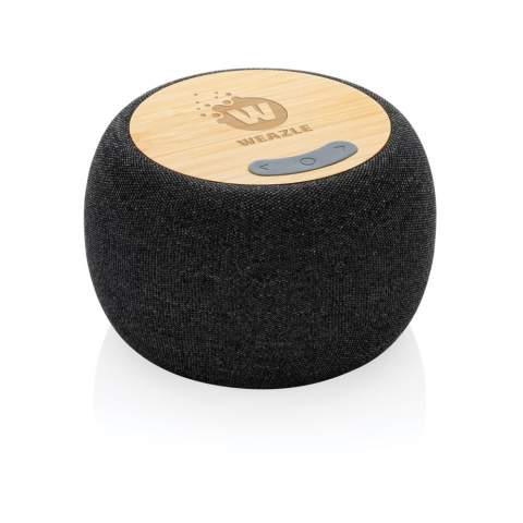5W wireless speaker with crystal clear sound. Made with FSC® 100% bamboo, RCS (Recycled Claim Standard) certified recycled ABS and PET. Total recycled content: 51% based on total item weight. RCS certification ensures a completely certified supply chain of the recycled materials.The speaker is equipped with a 1200 mAh battery to ensure up to 6 hours of playing time and BT5.3 for smooth connection and clear sound. Connection range up to 10 metres. With mic to answer calls. Packed in FSC® mix kraft box. Including GRS certified recycled TPE charging cable. Item and accessories 100% PVC free.<br /><br />HasBluetooth: True<br />NumberOfSpeakers: 1<br />SpeakerOutputW: 5.00<br />PVC free: true