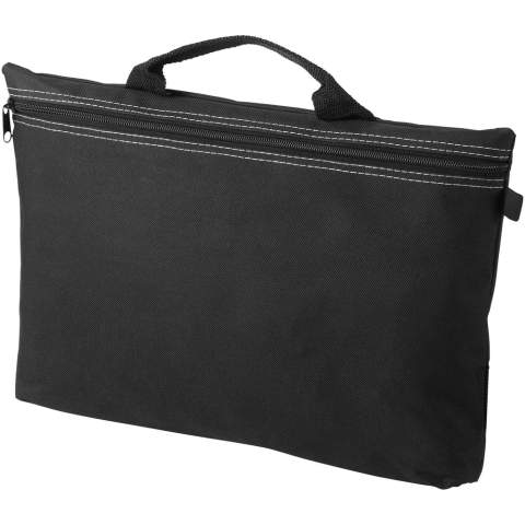 The Orlando conference bag is a product that thanks to the large print area can easily steal the show at any conference, trade fair or other events. Orlando is made of strong, versatile 600D polyester, closes and opens with a zipper and has a convenient pen loop on the bag's exterior. It offers enough space to store papers of up to A4 size and, besides this, the bag is easy to carry using the carry handle.   
 