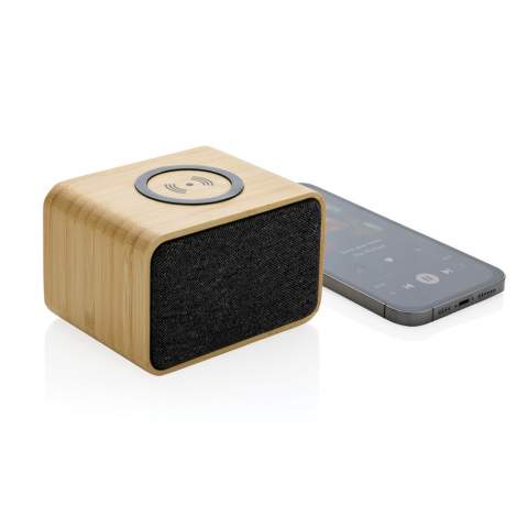3W wireless speaker with integrated 5W wireless charger on top. Made with FSC® 100% bamboo exterior, RCS (Recycled Claim Standard) certified recycled ABS and PET. Total recycled content: 37% based on total item weight. RCS certification ensures a completely certified supply chain of the recycled materials. The speaker is equipped with a 1200 mAh battery to ensure up to 5 hours of playing time and BT5.0 for smooth connection and clear sound. Connection range up to 10 metres. With mic and pick up function to answer calls. Packed in FSC mix kraft box. Including 100 cm GRS certified recycled TPE charging cable. Item and accessories 100% PVC free.<br /><br />HasBluetooth: True<br />WirelessCharging: true<br />NumberOfSpeakers: 1<br />SpeakerOutputW: 3.00<br />PVC free: true