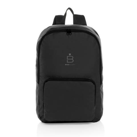 The Dillon foldable classic backpack is your ultimate travel companion. Lightweight and packable, crafted from durable 300D recycled polyester, this versatile bag is designed for seamless adventures. The backpack features 1 main compartment and a zippered front pocket. Foldable so easy to take with you if you need more added capacity. Made with 100% recycled polyester embedded with the AWARE™ tracer. 2% of proceeds of each Aware™ product sold will be donated to Water.org. PVC free.<br /><br />PVC free: true