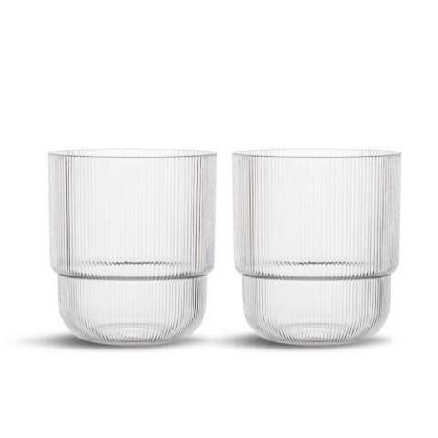 Billi water glass has a unique characteristic design which represents Sagaform in an obvious way. With the distinct, rounded bowl embellished with stripes and its low foot this water glass is both beautiful and functional. The practical, stackable and well thought out shape makes the glass perfect to use on many occasions. Made of recycled PET (rPET). Each package holds two water glasses from Sagaform, the perfect gift for someone who already has everything. Designed in Sweden by Studio Sagaform. The Billi range is suitable for temperatures up to 50°C. Hand wash only. Size ø8,5x9,5 cm, 400ml,