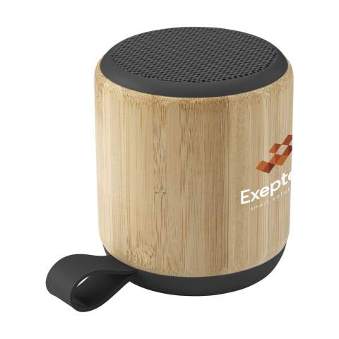 Bluetooth 3W wireless speaker with a natural FSC 100% certified bamboo and fabric casing. Bluetooth version 5.0. With a power of 3W, this speaker produces optimal sound. The built-in, rechargeable 300mAh lithium battery, guarantees a playing time of up to 3 hours from one full charge. Wireless range up to 10 meters. Easy to operate and compatible with the most common smartphones and tablets. Includes charging cable with USB-C connection and user manual. Each item is supplied in an individual brown cardboard box.