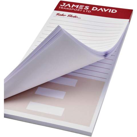 White 1/3 A4 Desk-Mate® notepad with 80 g/m2 paper. Full colour print available to each sheet. Available in 3 sizes (25/50/100 sheets).