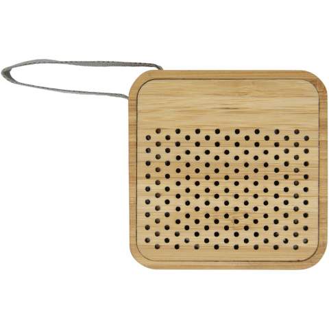 Bamboo Bluetooth® speaker with a 3W output and crystal clear sound. A compact speaker with a built-in 500 mAh battery that allows for up to 3 hours of usage at maximum volume. Bluetooth® 5.0 working range is up to 10 meters. Packaged in a gift box and delivered with an instruction manual (both made of sustainable material). Micro-USB charging cable is included. Since bamboo is a natural product, there may be slight variations in colour and size per item, which may affect the final decoration outcome.