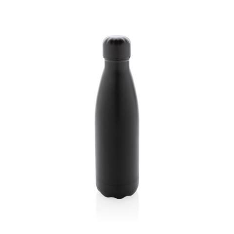 Elevate your daily water intake with this solid colour vacuum insulated stainless steel bottle. The bottle keeps chilled beverages cold for up to 15 hours and hot drinks warm for up to 5 hours. With a base that fits in most cup holders, this sleek looking water bottle will keep you hydrated on the go wherever you are. Capacity 500ml.<br /><br />HoursHot: 5<br />HoursCold: 15