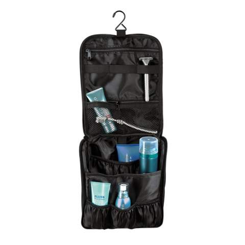 1680D polyester, eight compartments including stainless steel hook.<br /><br />PVC free: true