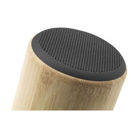 Bluetooth 3W wireless speaker with a natural FSC 100% certified bamboo and fabric casing. Bluetooth version 5.0. With a power of 3W, this speaker produces optimal sound. The built-in, rechargeable 300mAh lithium battery, guarantees a playing time of up to 3 hours from one full charge. Wireless range up to 10 meters. Easy to operate and compatible with the most common smartphones and tablets. Includes charging cable with USB-C connection and user manual. Each item is supplied in an individual brown cardboard box.