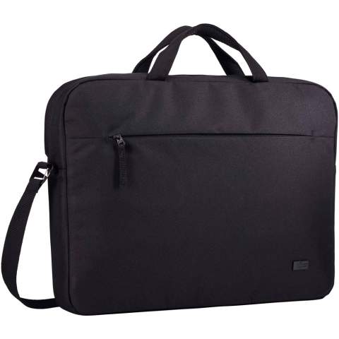 The Cases Logic Invigo laptop bag has padded storage for a laptop and tablet, and other thoughtful features for everyday use. The bag is made with a 100% recycled 600D polyester exterior and 150D polyester lining. Featuring a padded 15.6'' laptop compartment as well as a 12.9'' tablet sleeve. The interior has organisation pockets, and in the front there is a zipped pocket for small items such as keys. The pocket on the back panel keeps vital items like passport or wallet hidden yet close at hand. The bag also features a luggage pass-through strap to attach the bag to rolling luggage for effortless travel.