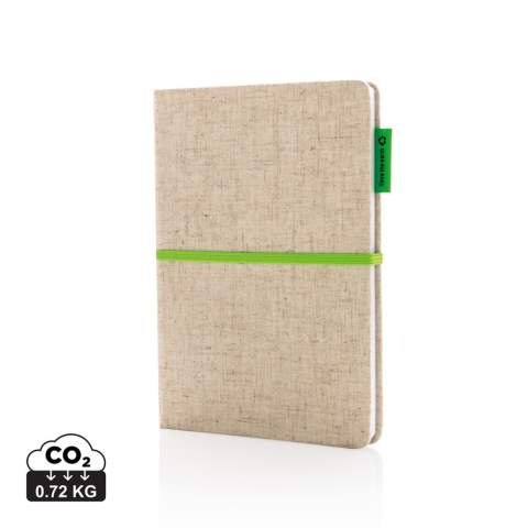 Terug naar de natuur met dit jute katoenen notitieboek met 80 vellen/160 pagina's bamboepapier. Met elastische band en bladwijzerlint.<br /><br />NotebookFormat: A5<br />NumberOfPages: 160<br />PaperRulingLayout: Gelinieerde pagina's