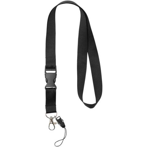 Multifunktions-Lanyard mit abnehmbarer Schnalle, ovalem Haken mit Krokodilklemme und Handyhalter. Ideal für das Befestigen von Namensschildern, Ausweisen oder Schlüsseln. Ein einer breiten Farbpalette mit beeindruckenden Logogrößen ist dies das umfassendste verfügbare Angebot. Einrichtungsgebühr für zweite Position entfällt, wenn auf beiden Seiten eine Werbeanbringung mit demselben Bildmaterial erfolgt.