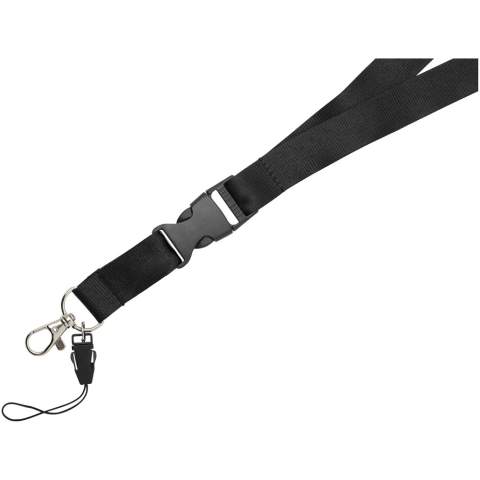 Multifunktions-Lanyard mit abnehmbarer Schnalle, ovalem Haken mit Krokodilklemme und Handyhalter. Ideal für das Befestigen von Namensschildern, Ausweisen oder Schlüsseln. Ein einer breiten Farbpalette mit beeindruckenden Logogrößen ist dies das umfassendste verfügbare Angebot. Einrichtungsgebühr für zweite Position entfällt, wenn auf beiden Seiten eine Werbeanbringung mit demselben Bildmaterial erfolgt.