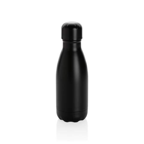 Elevate your daily water intake with this solid colour vacuum insulated stainless steel bottle. The bottle keeps chilled beverages cold for up to 15 hours and hot drinks warm for up to 5 hours. With a base that fits in most cup holders, this sleek looking water bottle will keep you hydrated on the go wherever you are. With its capacity of 260ml, it's ideal for kids or to pop into your bag.<br /><br />HoursHot: 5<br />HoursCold: 15