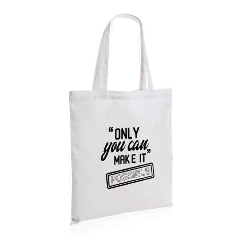 Racontez une histoire vraie sur la durabilité et portez-la avec fierté ! Ce totebag en coton recyclé de 145 g est doté de la technologie de traçabilité AWARE™. Avec AWARE™, l'utilisation de véritables matériaux en tissu recyclé (70 % de coton et 30 % de rPET) et les allégations d'impact sur la réduction de l'eau sont garanties. Économisez de l'eau et utilisez de véritables tissus recyclés. Si vous choisissez cet article, vous économisez 465 litres d'eau. 2% des recettes de chaque produit Impact vendu seront reversés à Water.org.  Le calcul d'économie d'eau est basé sur des données ACV fiables telles que publiées par Textile Exchange dans leurs Material Snapshots 2016.<br /><br />PVC free: true