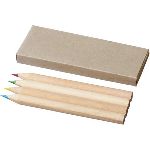 4 coloured pencils inside a paper box. Decoration not available on components.