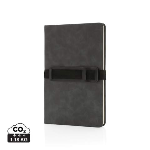 Be ready and prepared for any meeting with this deluxe hardcover PU notebook. Stylish and soft to the touch. The notebook features 80 sheets/160 pages of 70 gm/s cream coloured lined pages. The front of the notebook features a horizontal elastic strap which holds your pen and phone.<br /><br />NotebookFormat: A5<br />NumberOfPages: 160<br />PaperRulingLayout: Lined pages