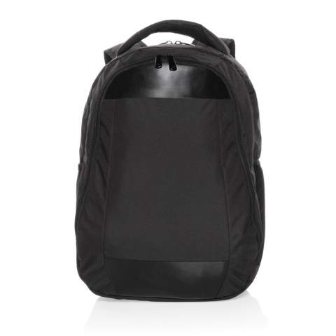 Look sharp in and out of the office with this classic looking laptop backpack. The backpack features a separate 15.6 inch laptop compartment and a zipper front pocket. The exterior material and lining is made with recycled polyester. With AWARE™ tracer that validates the genuine use of recycled materials. Each bag has reused 22 0.5L PET bottles. 2% of proceeds of each Impact product sold will be donated to Water.org. PVC free.<br /><br />FitsLaptopTabletSizeInches: 15.6<br />PVC free: true