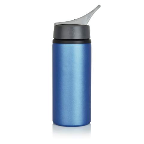 Strong and durable 600ml single wall sport bottle with twist-on lid and flip-top drinking spout. BPA free.