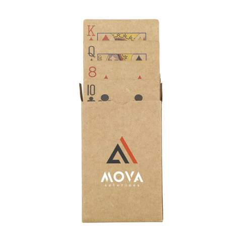 WoW! These playing cards are made from high-quality recycled kraft paper (250 g/m²). This game consists of 52 playing cards and 2 jokers. Stored in a recycled cardboard box, the back of these cards all have the same standard image.