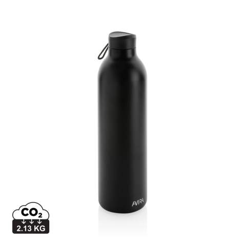 The Avior RCS Recycled stainless steel vacuum bottle is designed for long-lasting enjoyment of your drinks! The double-wall recycled stainless steel vacuum construction keeps beverages chilled for up to 20 hours or warm for up to 10 hours. This bottle fits most standard car cup holders so you can bring it with you anywhere. Made with RCS (Recycled Claim Standard) certified recycled materials. RCS certification ensures a completely certified supply chain of the recycled materials. Total recycled content: 86% based on total item weight. BPA free. Capacity 1000ml. Including FSC®-certified kraft packaging. Repurpose the box into a phone holder, pencil holder or flower pot!<br /><br />HoursHot: 10<br />HoursCold: 20