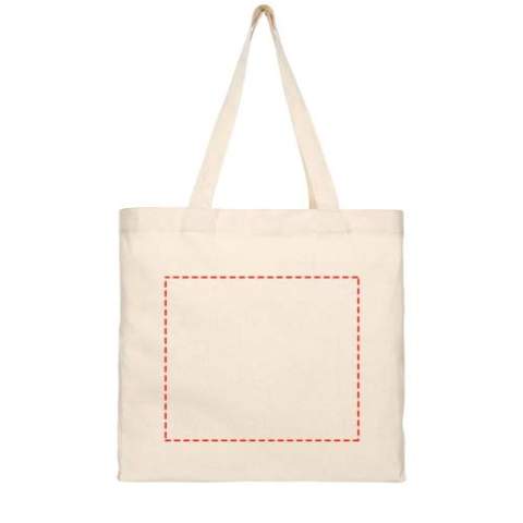 Sac shopping en mélange de coton et polyester recyclé 210 g/m². Le coton recyclé est fabriqué à partir de déchets de pré-consommation générés par les usines textiles pendant le processus de coupe. Sac shopping à soufflets et grand compartiment principal. Comprend deux poignées avec une hauteur de 31 cm. Résistance aux charges de 10 kg. Il peut y avoir des variations mineures dans la couleur du produit en raison de la nature du processus de production. 