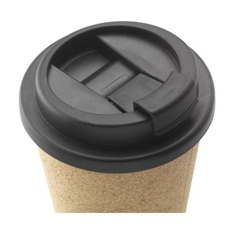 Reusable, double-walled coffee cup with screw and click opening. The inner wall is made from PP plastic. The outer wall is made from natural cork. Fits in the standard cupholders in cars, so handy for on the road. Reusable, BPA free and food Approved. Capacity 350 ml. Each item is supplied in an individual brown cardboard box.