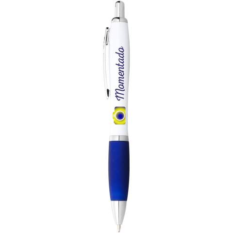 Ballpoint pen with click action mechanism and soft touch grip..