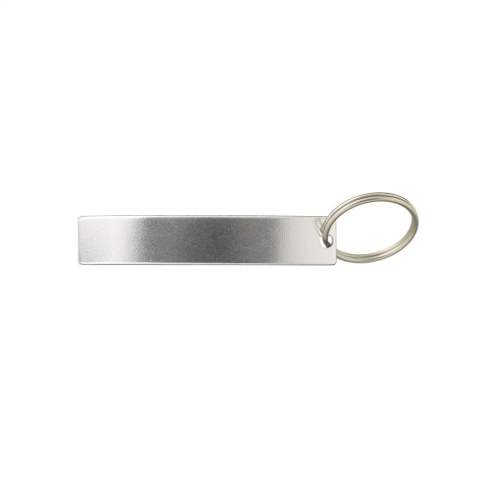 Lightweight aluminium bottle opener with key ring.