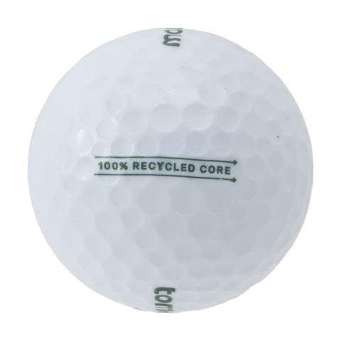 Recycled quality golf balls from the Tomorrow golf brand. These sustainable golf balls are made from used golf balls. They have a 100% recycled core (polybutadiene), a soft Surlyn resin outer and a 352 Bee panel pattern.  More than 420 million golf balls are lost worldwide every year. By collecting and recycling these, we can reduce the burden on the environment.  Each ball replaces the use of 39 grams of new rubber compared to the production of a traditional golf ball.  Feel the power of sustainability, experience the best performance on the golf course and minimize your carbon footprint. European design. Made in Europe.  Packed per 12 pieces in a kraft box made from environmentally friendly material. The price listed is per ball.