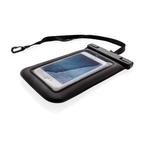 High quality IPX8 level waterproof pouch that allows you to keep your phone 100% safe and secure during your water activities, beach and pool visits or in torrential rain. In the case of the phone pouch being dropped in water it will remain afloat making sure you won’t lose your precious mobile. The pouch has special transparent parts to enable you to take pictures and navigate your phone screen while it’s inside the pouch. Fits phones up to 6.5"