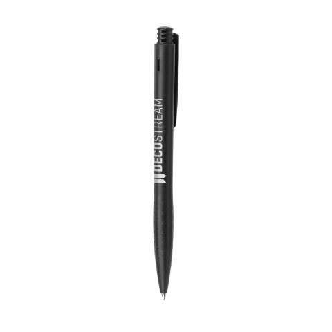 Black ink ballpoint with textured non-slip grip.