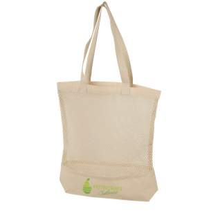Fruits and vegetables reusable shopper bag made of cotton mesh. Features two handles with a dropdown height of 27.5 cm. Capacity: 12 litre, resistance up to 10 kg weight.