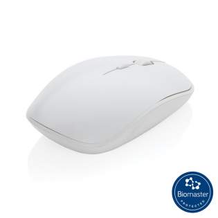 Wireless mouse that is treated with Biomaster, an Anti-Microbial agent that provides a second line of defence against harmful bacteria. It is IN the product, not ON the product which will give you permanent protection. This product has been tested in accordance with ISO 22196 for Anti-Microbial effectiveness and is 100% safe and harmless for users. Biomaster does not affect the recyclability of the item. The product also includes Verimaster, a unique tracer that is built into the material to prove that the item is treated with Biomaster unlike many products in the market that make antimicrobial claims that are counterfeit. With 400 mah re-chargable battery and biomaster insulated PVC free TPE micro USB cable. Connection 125 HZ via the included and easy to install USB dongle. With left and right click button and middle scroll/click button. The sensitivity of the mouse can easily be adjusted to your personal preference. Compatible with all recent Windows and Mac operating systems.